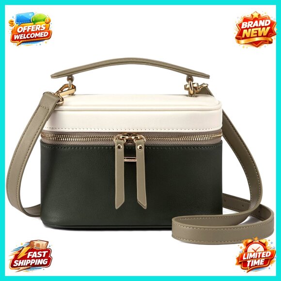 Handbags - Small PU Leather Crossbody Bag with Top Handle, Flap Closure, Adjustable Strap